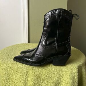 NWT Zara Mid Calf Women’s Cowboy Black Heeled Boots